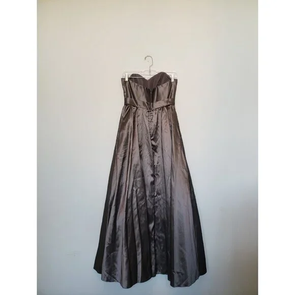 Alfred Angelo Womens 4 Bridesmaid Dress Prom Formal Strapless Shiny Gray Long - Picture 2 of 5